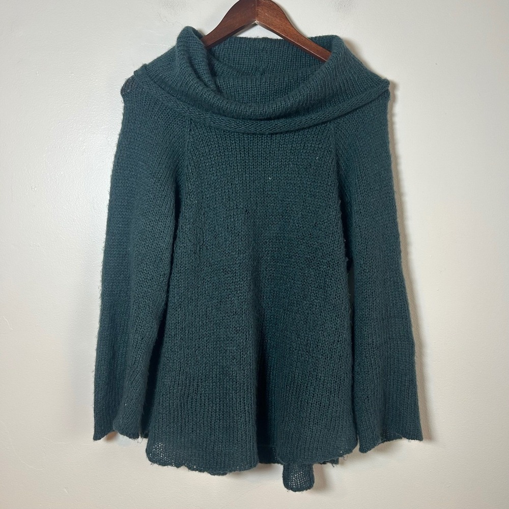 Wooden‎ Ships Cowl Neck Chunky Knit Sweater Green Bell Sleeve Oversized